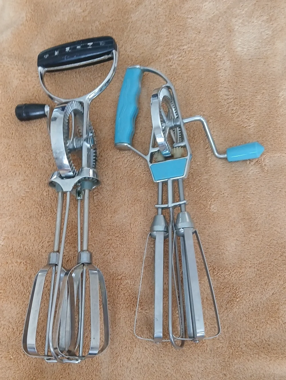 Pair Of Vintage Handheld Manual Egg Beaters.